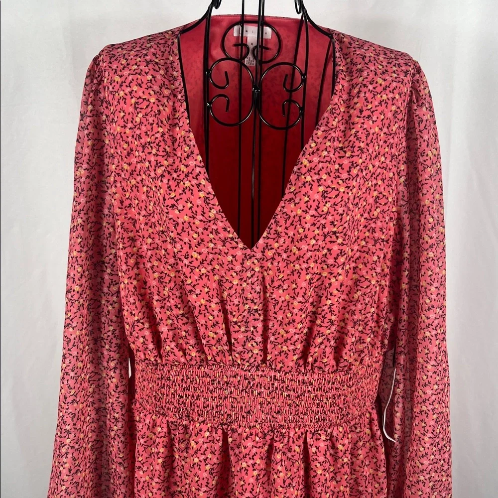 Leith Chic‎ Long Sleeve Floral Dress Pink Women’s XL Flowy New With Tags
